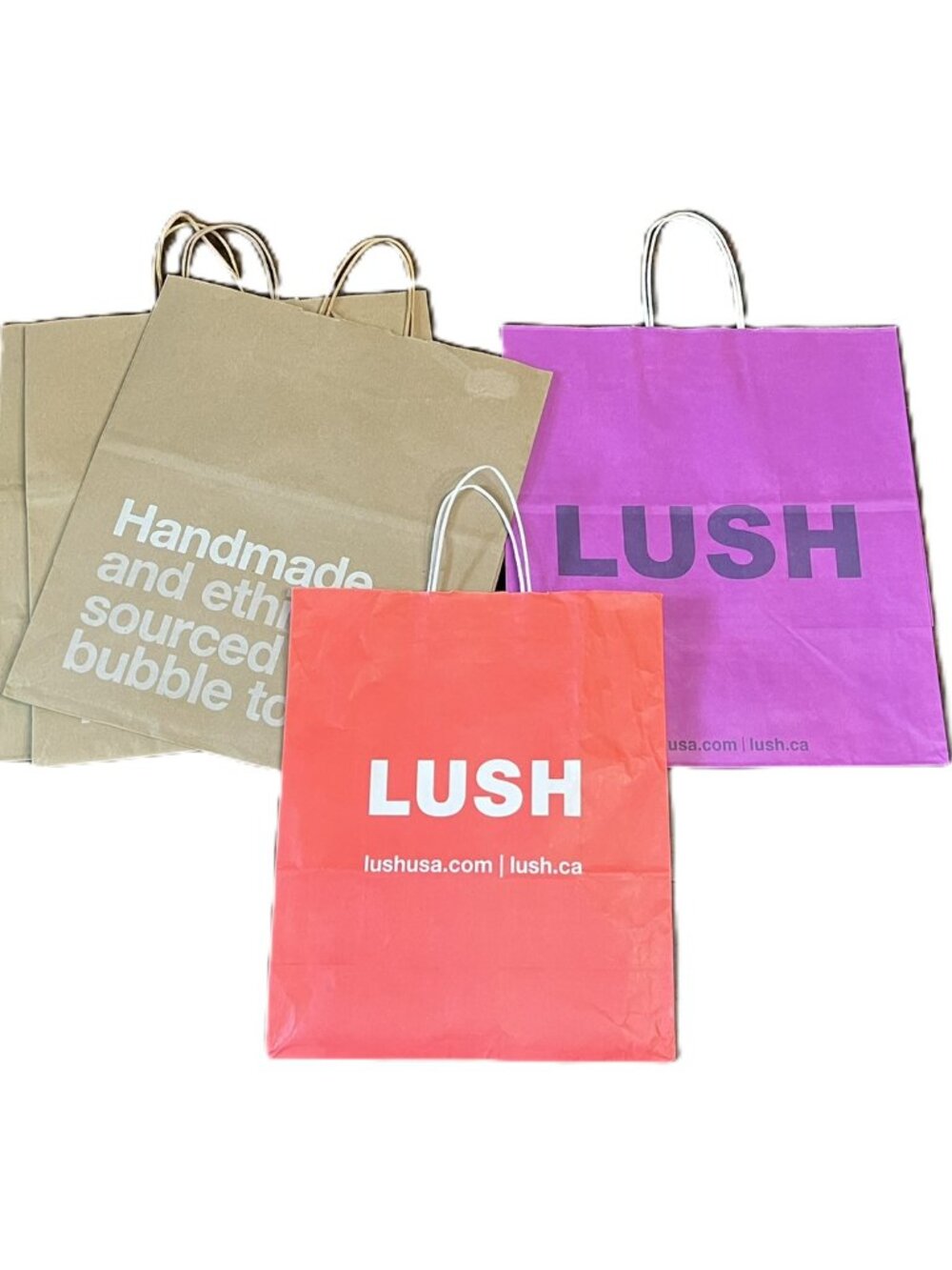 5 Empty LUSH Retro Paper Shop Bags Bundle, Size L